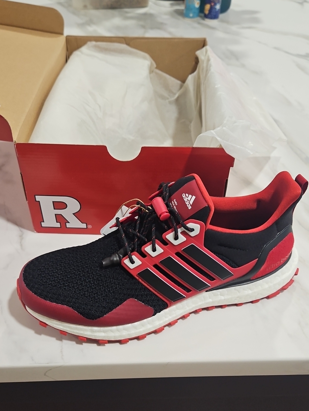 NIB Rutgers adidas Men’s Athletic Trainers - Black & Red Sz8